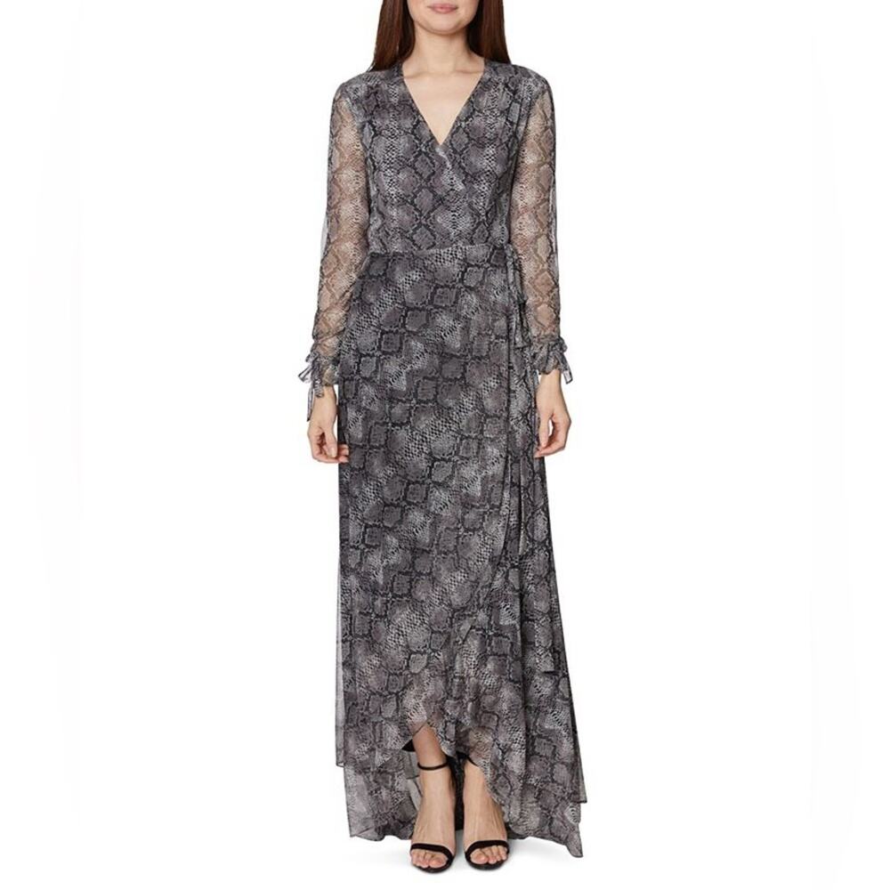 Betsey Johnson Grey Snake Print Wrap Dress size 6P